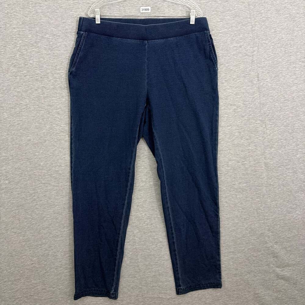 J Jill Pure Jill Womens XL Blue Indigo Everyday Wash Knit Ankle Pants